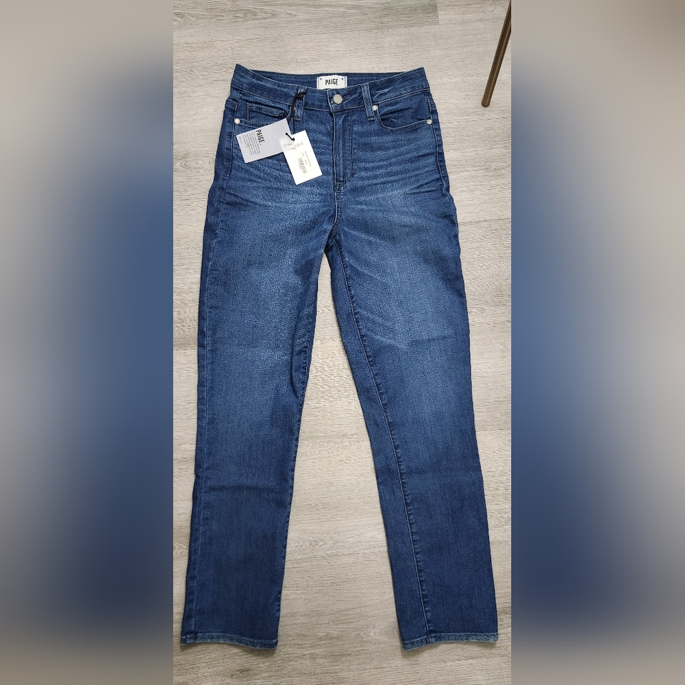 NEW NWT Paige Hoxton Slim Leg Jeans Saphira Blue Size 28 High Rise